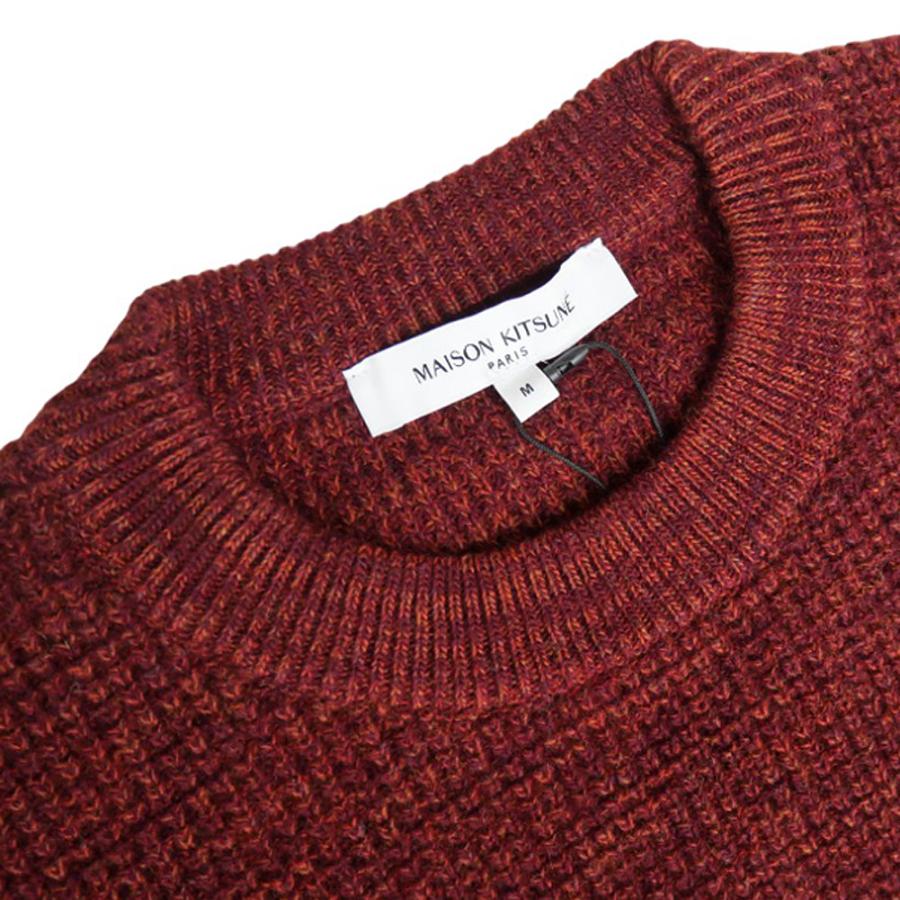 旧作お買い得セール！ MAISON KITSUNE メゾンキツネ セーター レディース クルーネック ニット LW00812 KT1063 / MAISON KITSUNE HANDWRITING COMFORT JUMPER ボルドー MAISON KITSUNE（メゾン キツネ） レディースクルーネックセーター