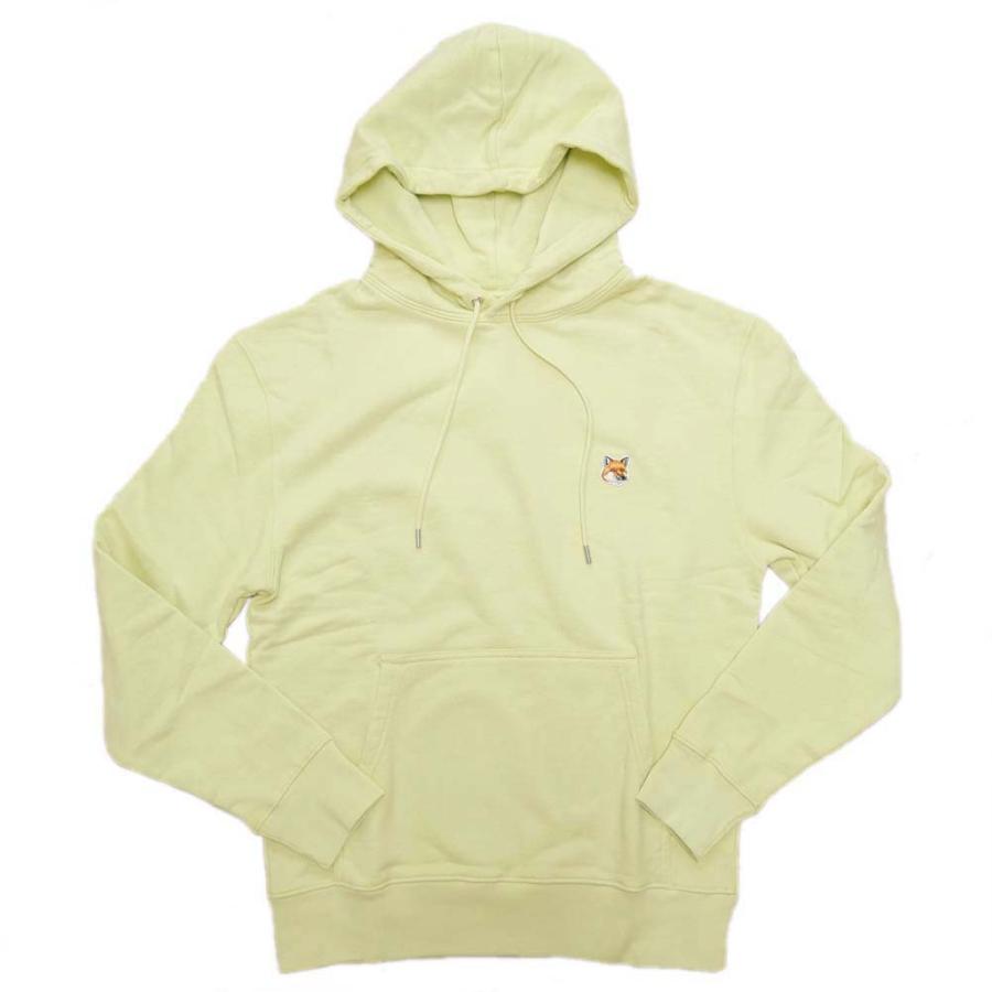メゾンキツネ メンズパイル地プルオーバーパーカー パステルイエロー MAISON KITSUNE メゾンキツネ メンズパイル地プルオーバー