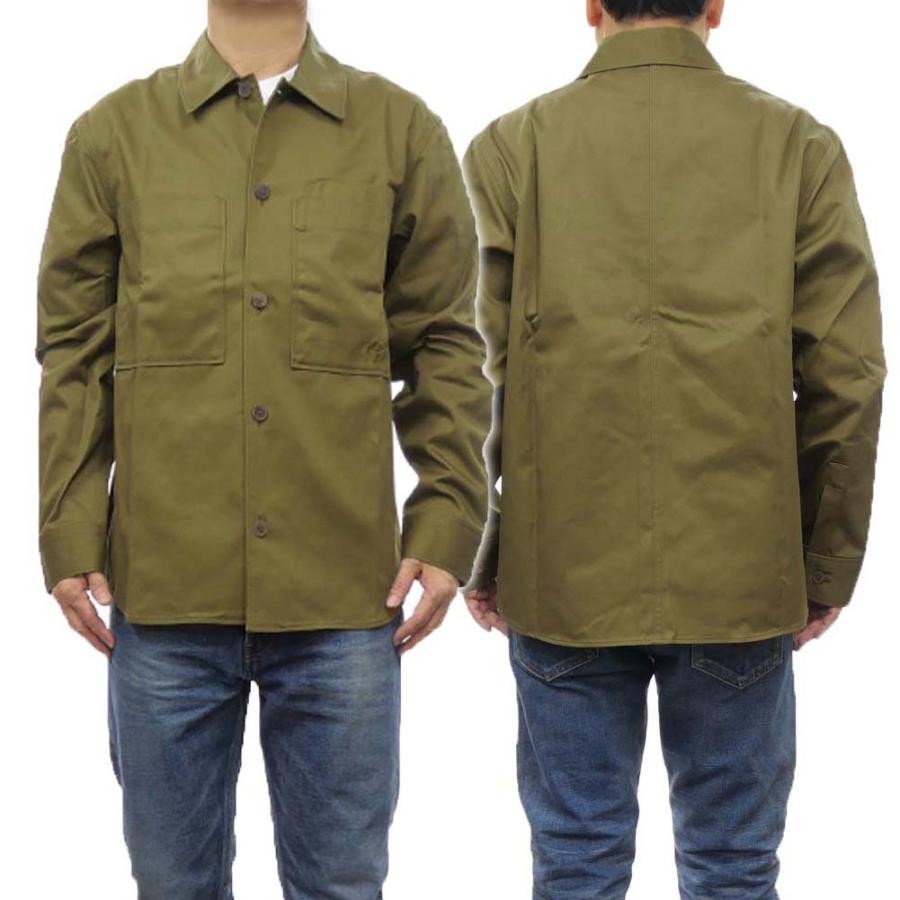 メゾンキツネ ベルテッド ワークジャケット カーキ EM02101WW0013 MAISON KITSUNÉ Utility Jacket in Khaki | SVD USA