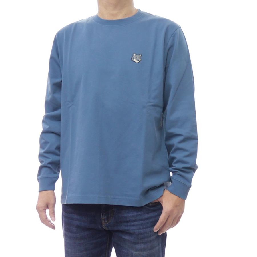 MAISON KITSUNE メゾンキツネ Tシャツ メンズ 長袖 クルーネック ロンT PM00119 KJ7025 / FOX HEAD COMFORT LONG SLEEVE TEE-SHIRT ブルー MAISON KITSUNE（メゾン キツネ） メンズクルーネックロングTシャツ