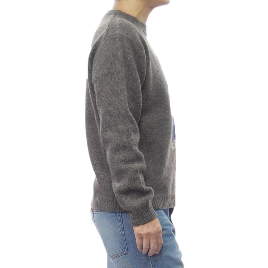 MAISON KITSUNE メゾンキツネ メンズ クルーネックセーター ニット PM00806 KH0002 / DRESSED FOX INTARSIA WOOL JUMPER ダークグレー MAISON KITSUNE（メゾン キツネ） メンズクルーネックセーター ニット