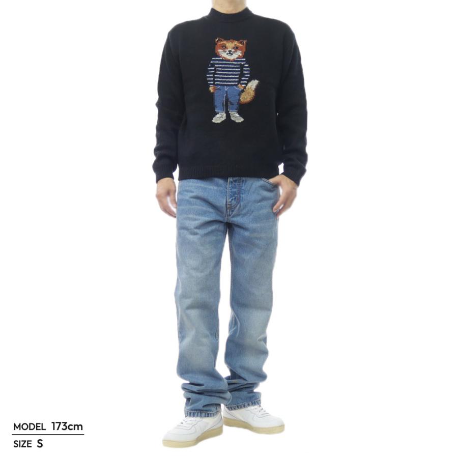 MAISON KITSUNE メゾンキツネ メンズクルーネックセーター ニット PM00806 KH0002 / DRESSED FOX INTARSIA WOOL JUMPER ブラック_1