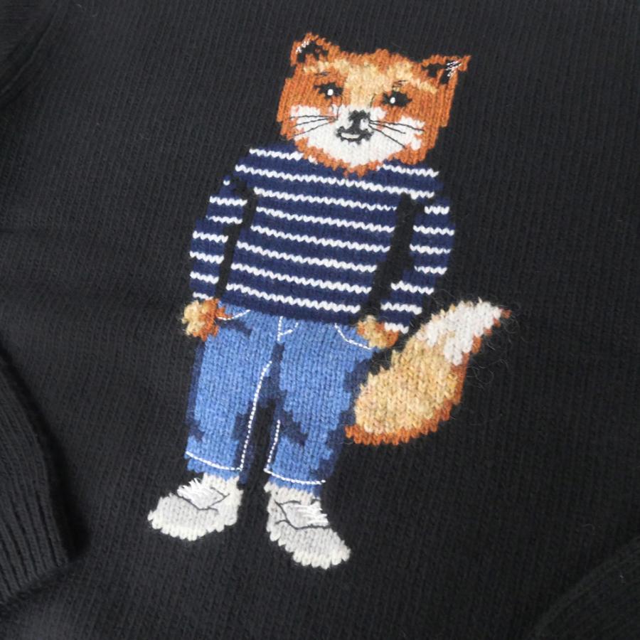 MAISON KITSUNE メゾンキツネ メンズクルーネックセーター ニット PM00806 KH0002 / DRESSED FOX INTARSIA WOOL JUMPER ブラック_6