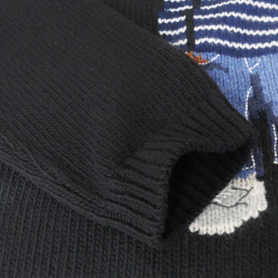 MAISON KITSUNE メゾンキツネ メンズクルーネックセーター ニット PM00806 KH0002 / DRESSED FOX INTARSIA WOOL JUMPER ブラック_7