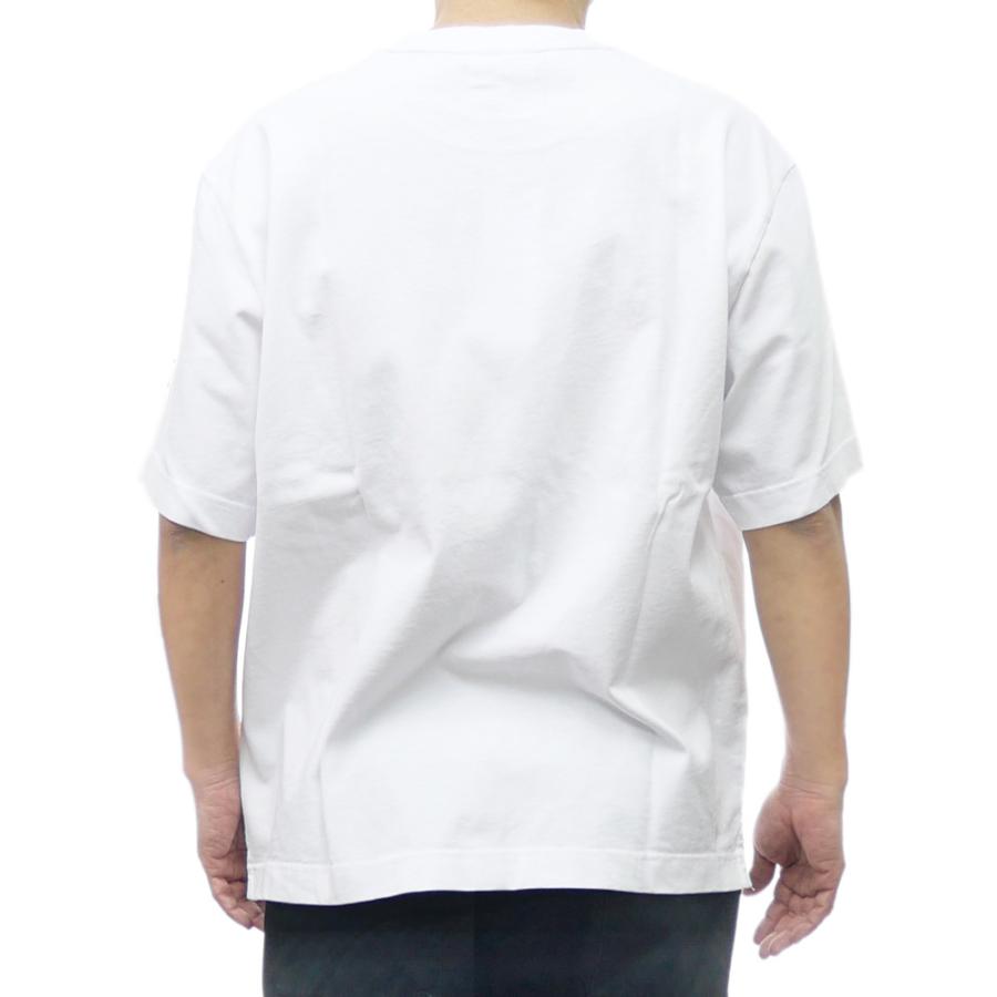 Tシャツ・カットソー MAISON KITSUNE Men T Shirts OM00122KJ0119 WHITE MAISON KITSUNÉ Line Handwriting Oversized T-Shirt | Male