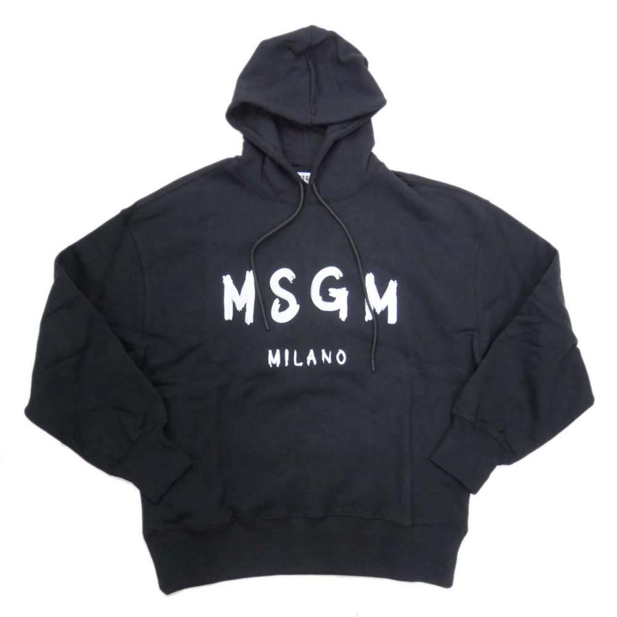 MSGM エムエスジーエム レディース裏起毛プルオーバーパーカー 2000MDM515 200001 ブラック MSGM エムエスジーエム レディース裏起毛プルオーバーパーカー