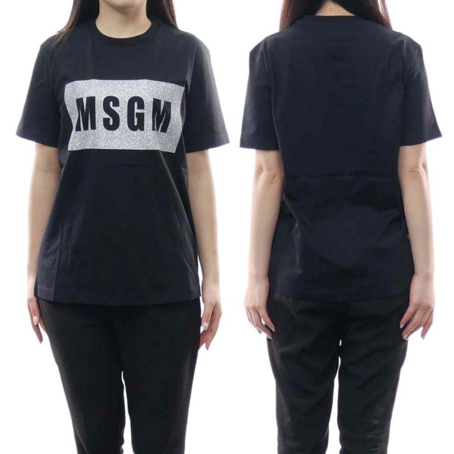 旧作お買い得セール！ MSGM エムエスジーエム Tシャツ レディース 半袖 クルーネック コットン 綿100％ 3441MDM520G 237002 ブラック MSGM（エムエスジーエム） レディースクルーネックTシャツ 3441MDM520G