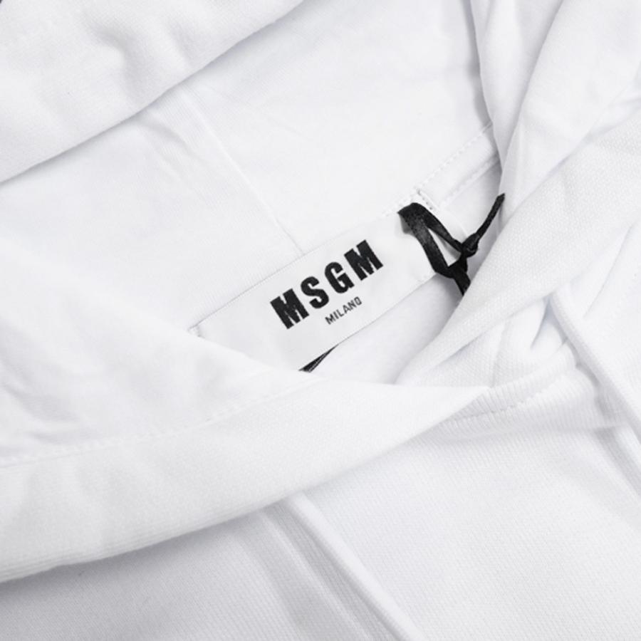 MSGM エムエスジーエム レディース裏起毛プルオーバーパーカー 2000MDM535 200001 ホワイト MSGM エムエスジーエム レディース裏起毛プルオーバーパーカー