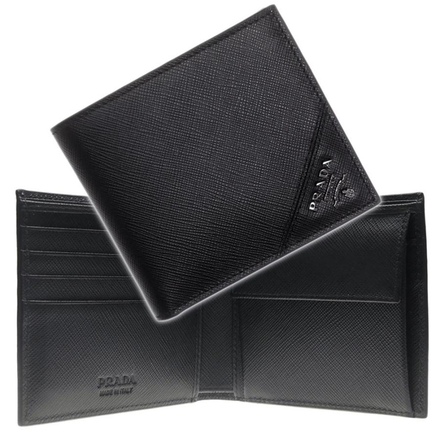 Prada プラダ メンズ二つ折り財布 小銭入れ付き Saffiano Metal 2mo738 Qme ブラック Pr22ss310 Tre Style 通販 Yahoo ショッピング