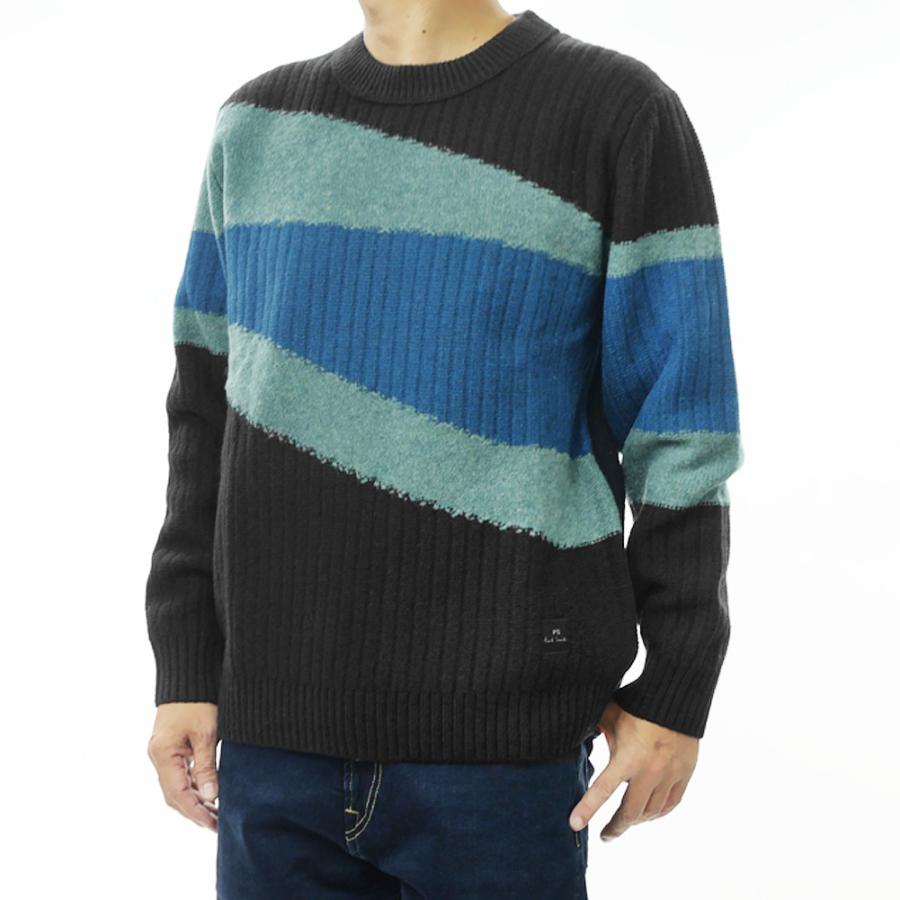PS PAUL SMITH ポールスミス メンズ クルーネックニット セーター M2R 499Z T22518 ブラック Paul Smith（ポール・スミス） PS PAUL SMITH メンズクルーネック