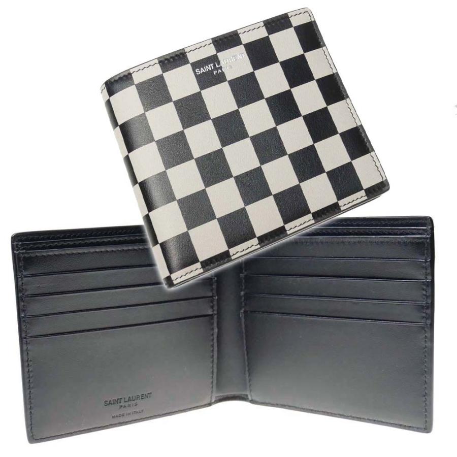 最も優遇 Saint Laurent Paris サンローランパリ メンズ二つ折り財布 0b8de ブラック オフホワイト 超大特価 Clearchannel Com Br