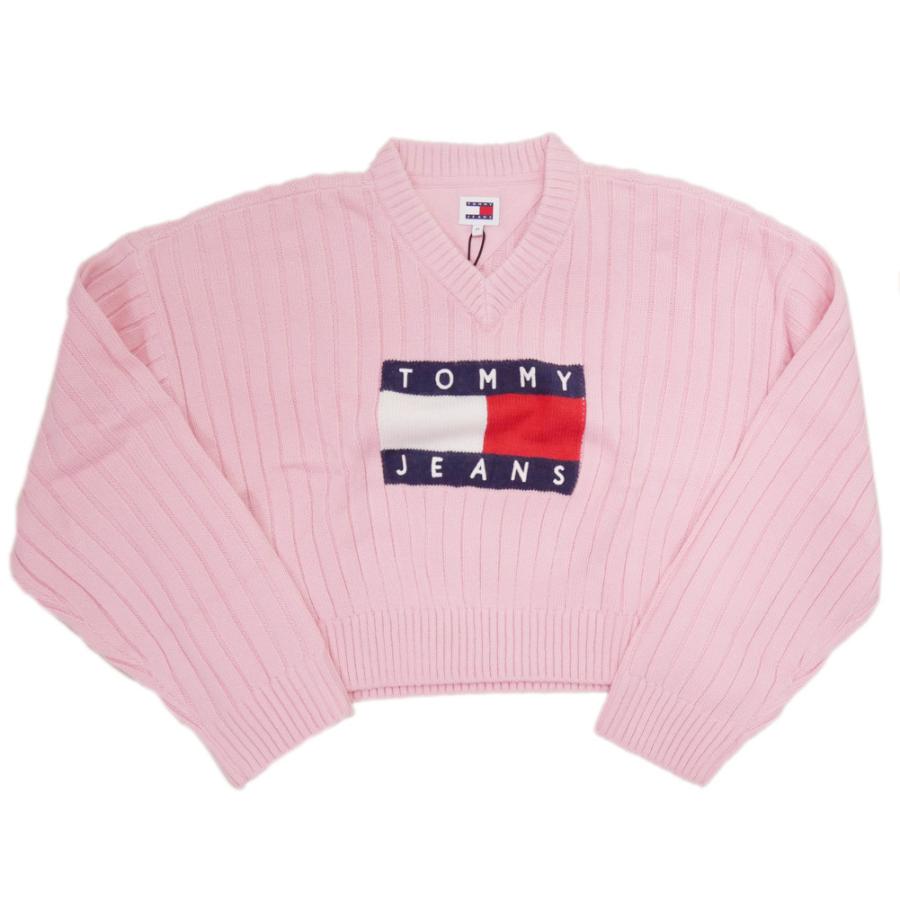  JEANS - トミージーンズ　トレーナー　トップス　ピンク TOMMY JEANS（トミー・ジーンズ） レディース Vネック セーター ニット