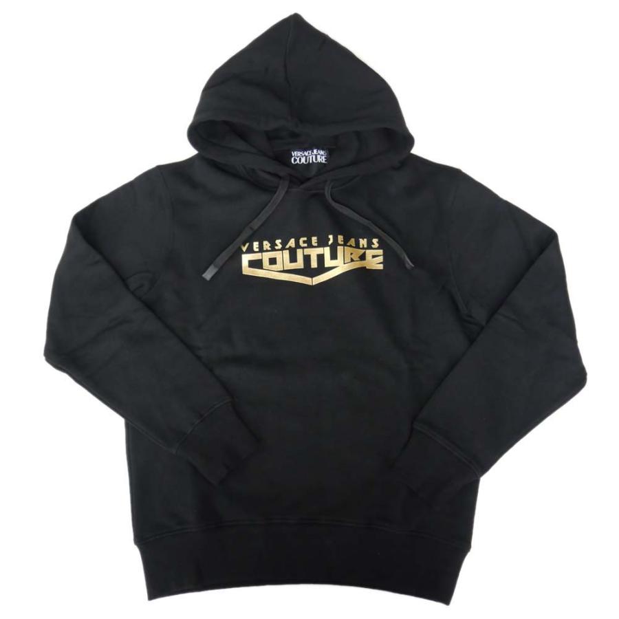 旧作お買い得セール！ VERSACE JEANS ヴェルサーチェジーンズ パーカー メンズ プルオーバー コットン 綿100％ 73GAIT30 UP306 ブラック×シルバー VERSACE JEANS COUTURE ヴェルサーチェジーンズ メンズプルオーバー