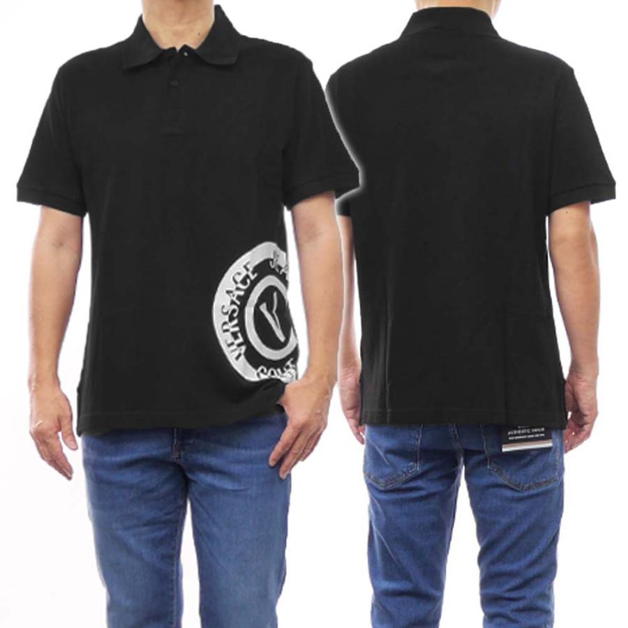 旧作お買い得セール！ VERSACE JEANS ヴェルサーチェジーンズ ポロシャツ 半袖 メンズ 鹿の子 コットン 綿100％ 76GAGT05 UP622 ブラック VERSACE JEANS COUTURE ヴェルサーチェジーンズ メンズ鹿の子