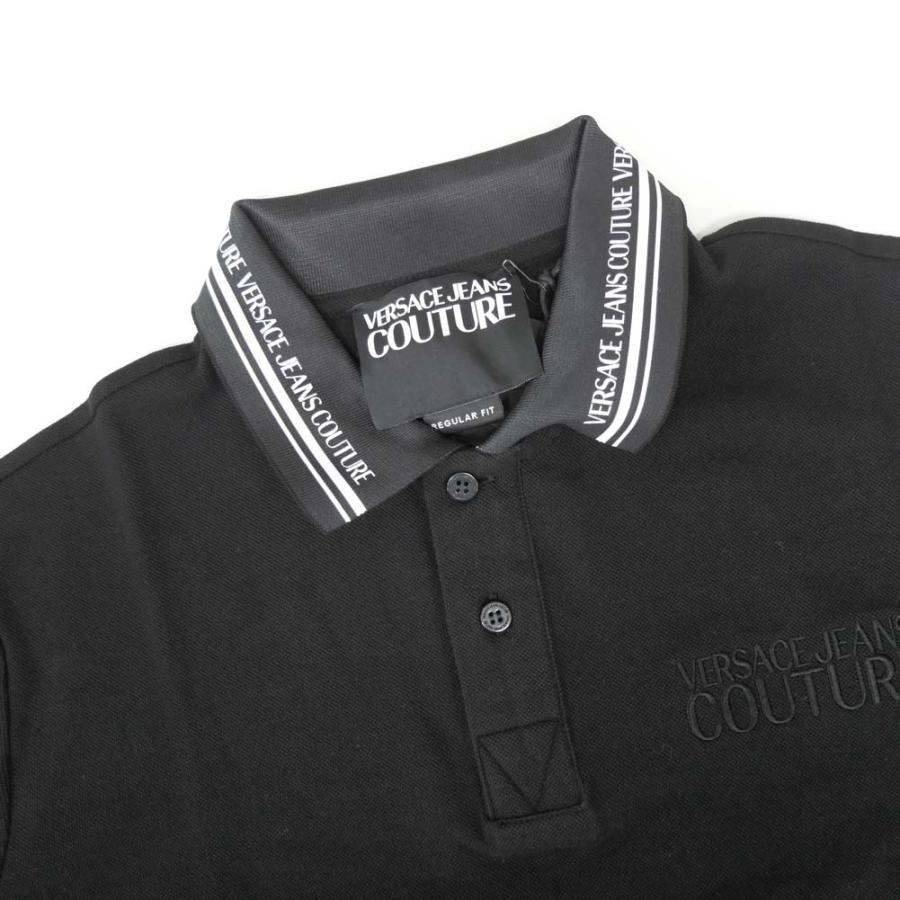 旧作お買い得セール！ VERSACE JEANS ヴェルサーチェジーンズ ポロシャツ 半袖 メンズ 鹿の子 コットン 綿100％ 76GAGT09 UP622 ブラック VERSACE JEANS COUTURE ヴェルサーチェジーンズ メンズ鹿の子