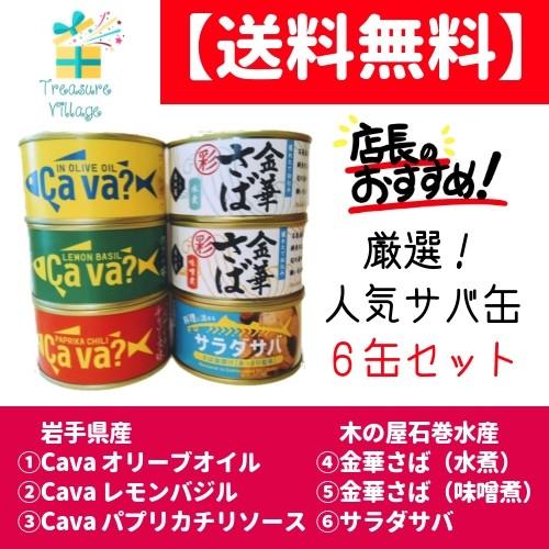 サバ缶 国産 贅沢６缶セット (木の屋石巻水産 金華さば水煮/味噌煮/サラダサバ/岩手県産CAVA缶オリーブオイル/レモンバジル/パプリカチリ) | 