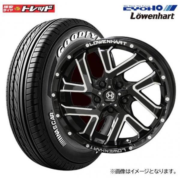 【送料無料】共豊 Lowenhart レーベンハート GXL206 GBK/M 7J-17 +35 114.3 5H  グッドイヤー イーグル#1 NASCAR ホワイトレター 215/60R17 109/107T 4本セット｜tread-tire2011