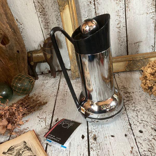 ➀ JAPAN ビンテージ アンティーク ポット 魔法瓶 銀 シルバー 【公式