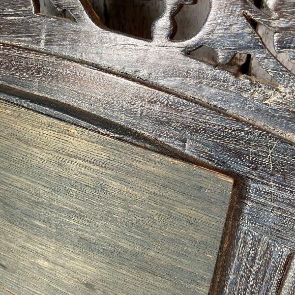 ≫無垢材 透かし彫り ウッド フレーム ドア ミラー*扉付き 鏡*木彫り