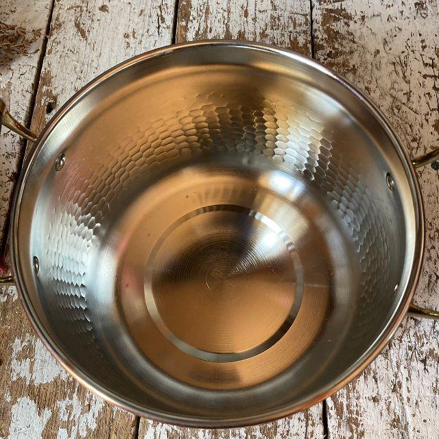 ヴィンテージ 未使用*Solid Copper*槌目 両手鍋 20cm*ウッド 木 ヴィンテージ 未使用*Solid Copper*槌目 両手鍋 20cm*ウッド 木
