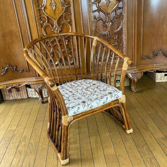 籐製（ラタン）　アームチェア 椅子 イス ビンテージ　1人掛け椅子 ヴィンテージ*ナチュラル ラタン アーム チェア*籐 いす イス 一人掛け