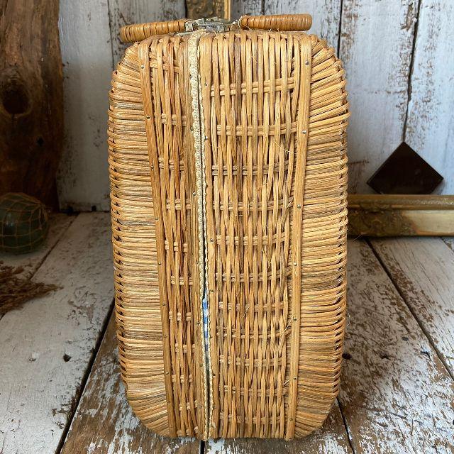 アンティークラタンバスケットカゴバッグ古道具