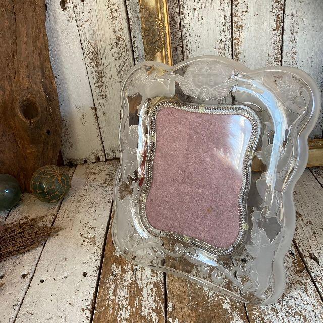 ヴィンテージ　フォトフレーム　フォトスタンド 大型　写真立て　エンジェル　ガラス VINTAGE ヴィンテージ フォトフレーム フォトスタンド H38.5cm 大型