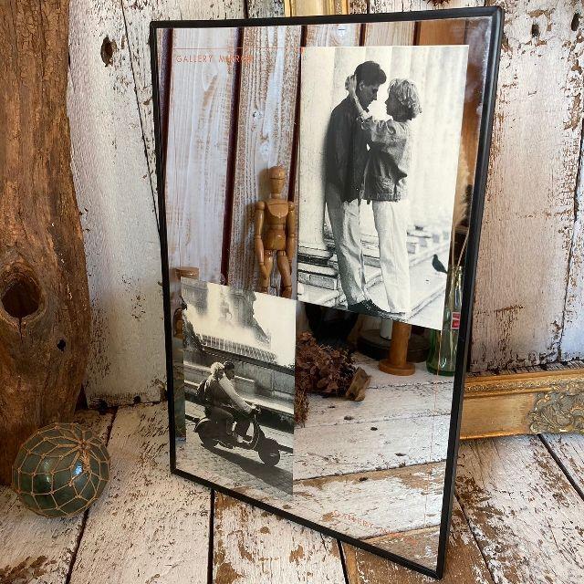 VINTAGE 80s 90s ヴィンテージ パブミラー 壁掛け鏡 モノクロ フォト