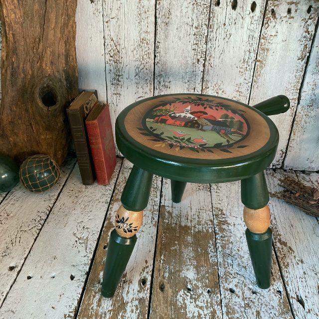 VINTAGE ヴィンテージ トールペイント ミルク スツール 木製 丸 VINTAGE ヴィンテージ トールペイント ミルク スツール 木製 丸