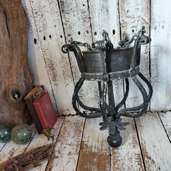 ヴィンテージ シャビー アイアン ハンギング フラワーバスケット 鉄 吊り 花籠 ヴィンテージ シャビー アイアン ハンギング フラワーバスケット