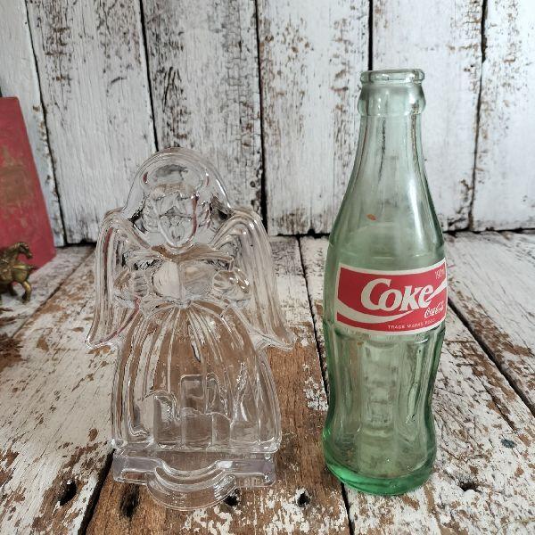 VINTAGE ガラス エンジェル キャンドルホルダー H17cm 硝子 天使