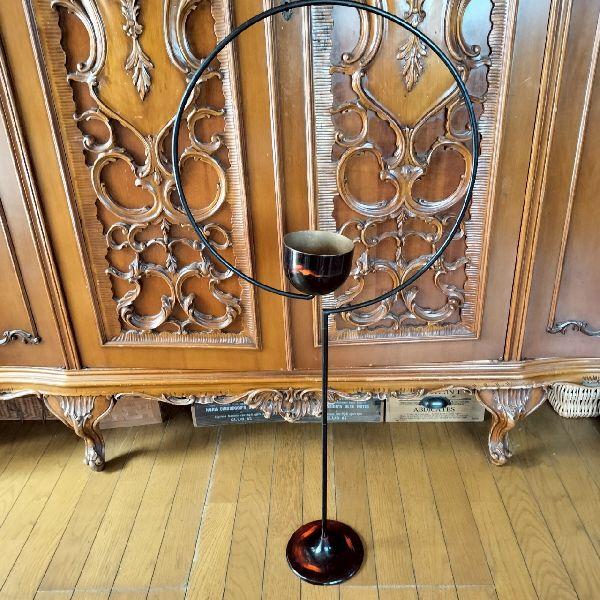 VINTAGE ヴィンテージ 変形花器 金属 漆 大型 花瓶 花器 和モダン 