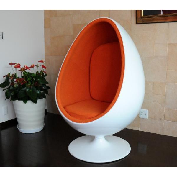Sessle Eye ボールチェア/エーロ・アールニオ デザイン/ホワイト×オレンジ Eero Aarnio ball chair パーソナルチェア インテリア オブジェ｜treasure-com