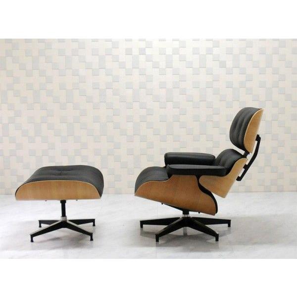 イームズ ラウンジチェア リプロダクト品 黒革 ソファとオットマン ①ソファ イームズ ラウンジチェア＆オットマン ブラックレザー リプロダクト