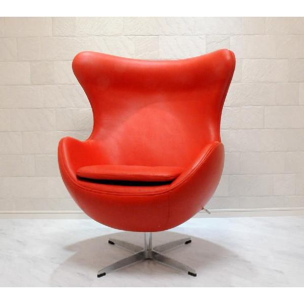 エッグチェア アルネヤコブセン レザー仕様 レッド ソファ ソファー sofa eggchair パーソナルチェア