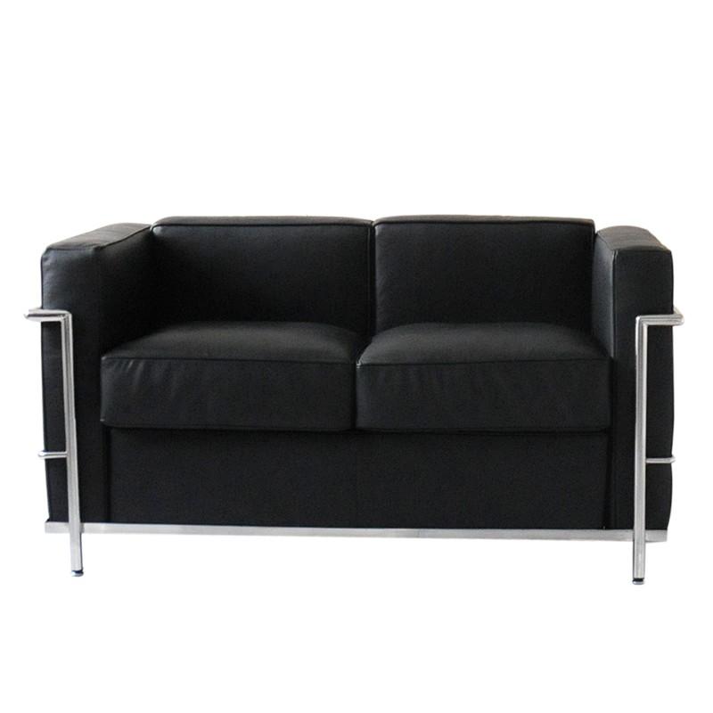 ル・コルビジェ LC2 2P ブラック 総本革 イタリアンレザー仕様 ソファ