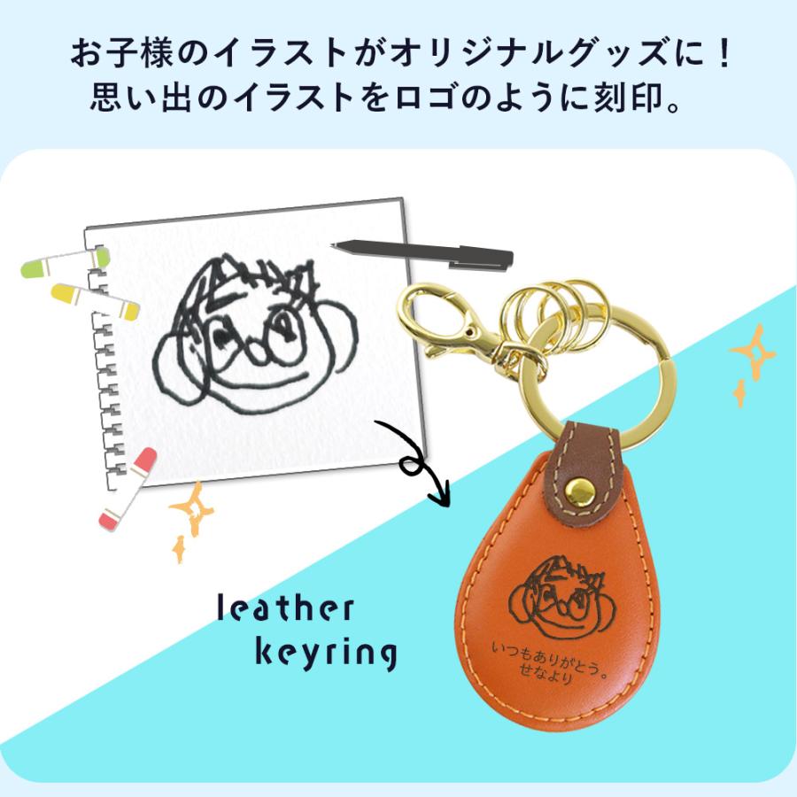 名入れ 名前入り 似顔絵ギフト PicoPaletteレザーキーリング（ドロップ