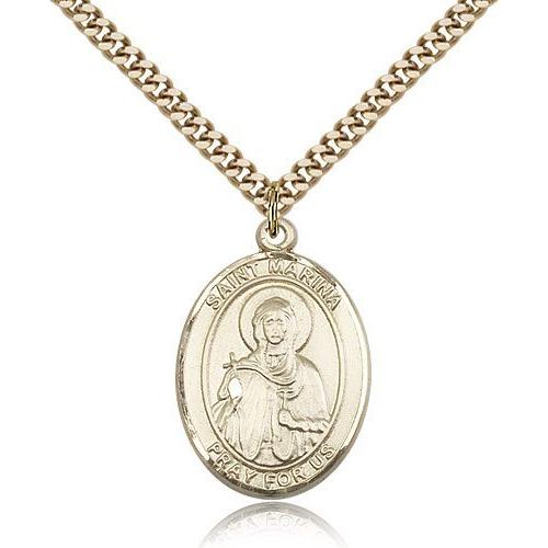 Jewel Basket Saint Marina Medals - Gold Plated St. Marina Pendant