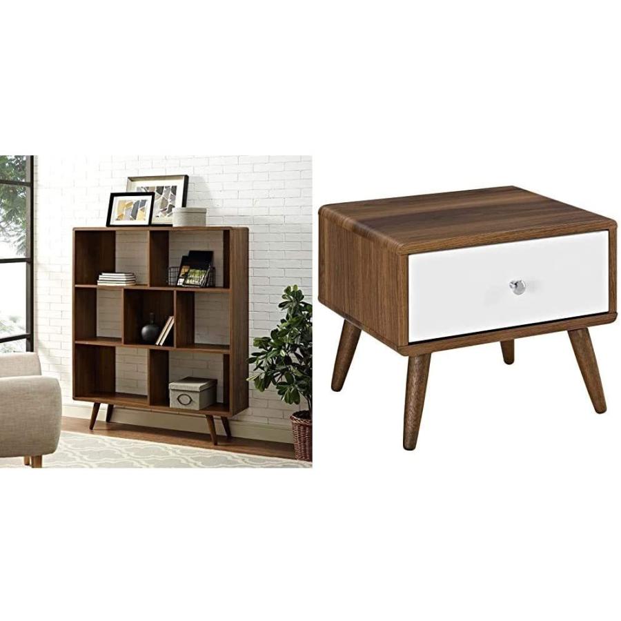 50 Off Modway Transmit Mid Century Offset Cube Wood Bookcase In Walnut Tran 超人気 Www Easydent Cl