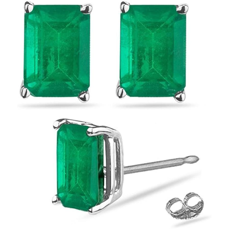 Natural 腕時計 アクセサリー その他レディースアクセサリー Emerald in Cut Emerald Stud Earrings in  7x5 From 5x3MM TreasureHunter 20210912121322 02945 u Platinum 【流行販売】！！