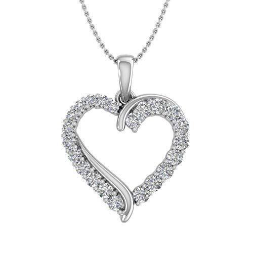 【人気ショップが最安値挑戦！】 Diamond Carat 1/2 Heart Cha (Silver Gold White 10k in Necklace Pendant その他レディースアクセサリー