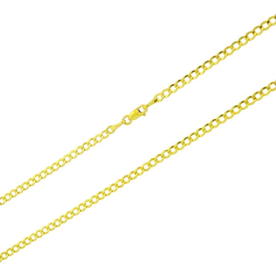 人気を誇る Nuragold or Bracelet Chain Link Curb Cuban Solid 2.5mm Gold Yellow 14k その他レディースアクセサリー