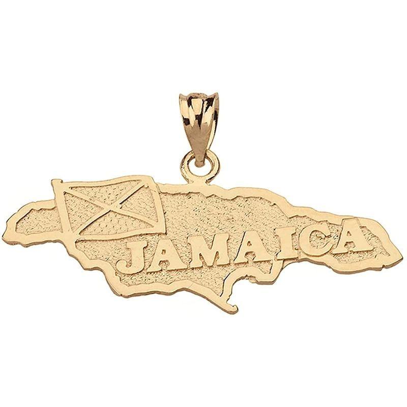 好きに Certified Pendant Charm Map Country Jamaica Gold Yellow 14K その他メンズアクセサリー