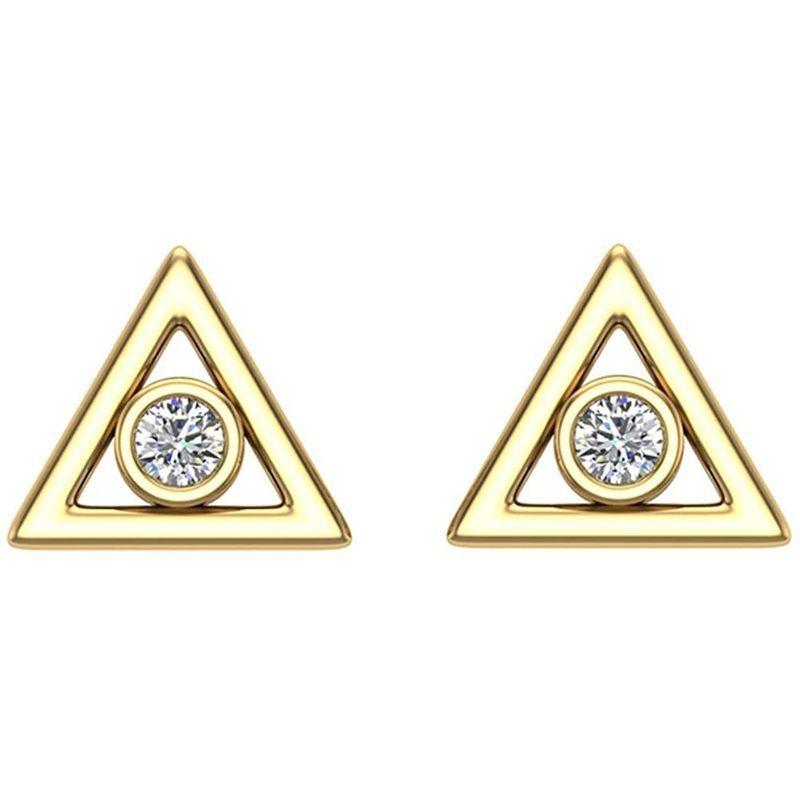 超爆安 Diamond Earrings Setting Bezel - Gold Yellow 10K Studs Shape Triangle その他メンズアクセサリー