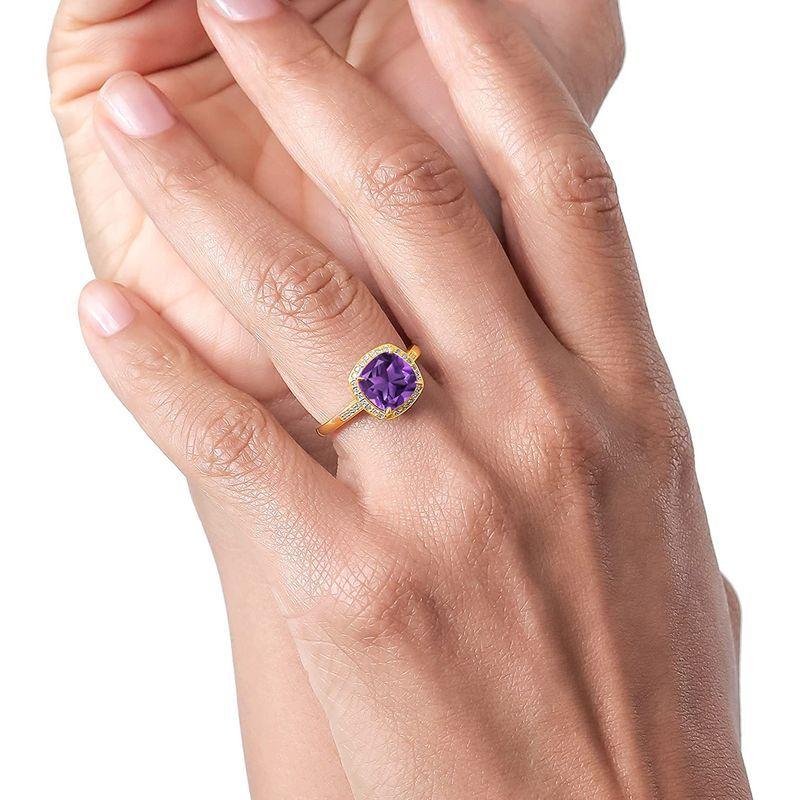 超歓迎 Amethyst Purple Cushion King Stone Gem 2 05 Yello 10k Diamond And Ct その他レディース