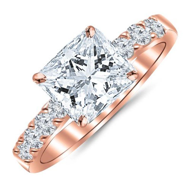 2021公式店舗 14K Cut/Shape Princess Carat 1.10 Rose Diamond Set Prong Classic Gold その他レディースアクセサリー