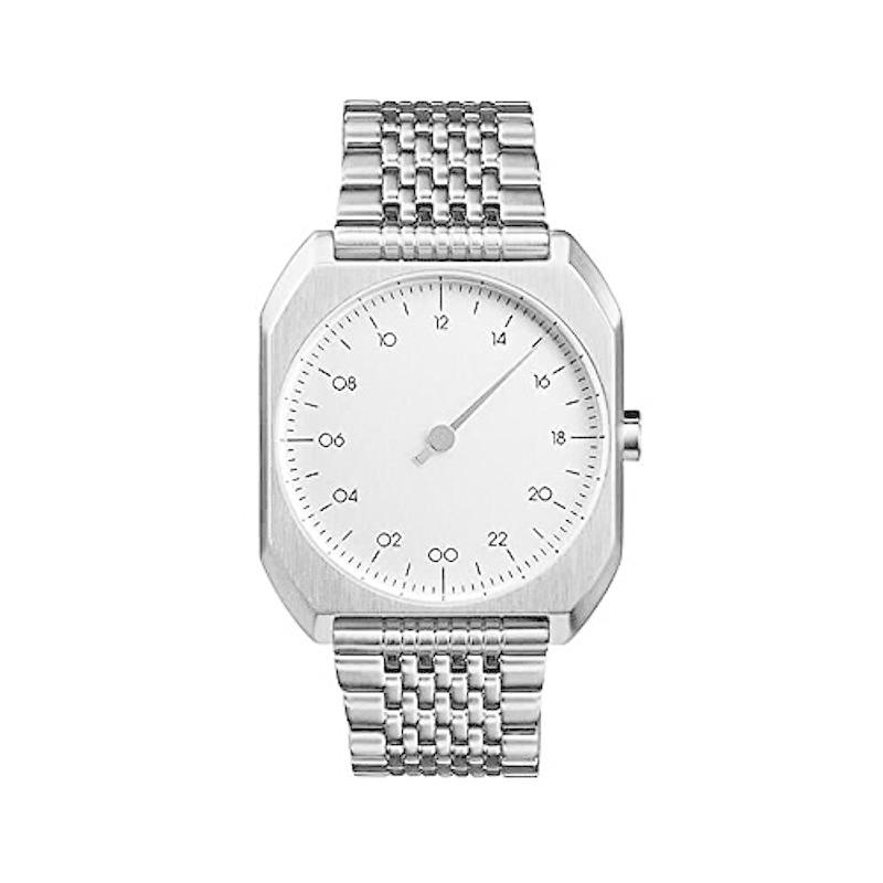 slow Mo 01 - Swiss Made one-hand 24 hour watch - Silver steel 腕時計 高品質の激安