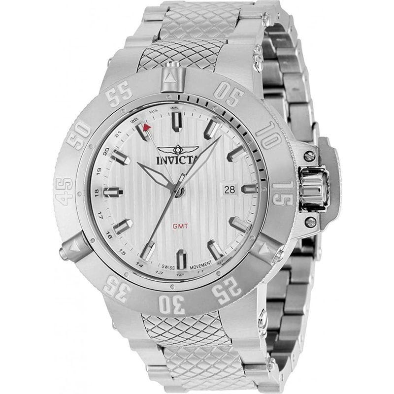 最低価格の Hand 3 Quartz Subaqua 37211 Men's Invicta Silver Watch Dial 腕時計