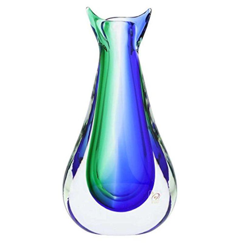 最新な Sommerso Glass Murano GlassOfVenice Bud Blue Green - Vase 花瓶、花器