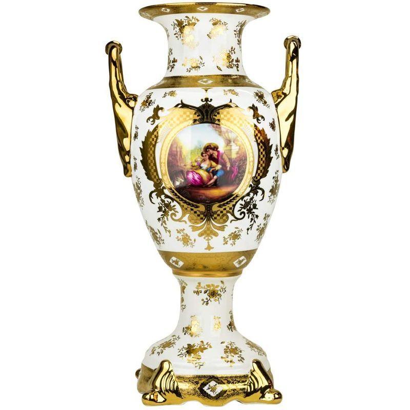 2021年新作入荷 Limoges Style 24" Table Vase in Romance Design - White/Gold SG481-24 花瓶、花器